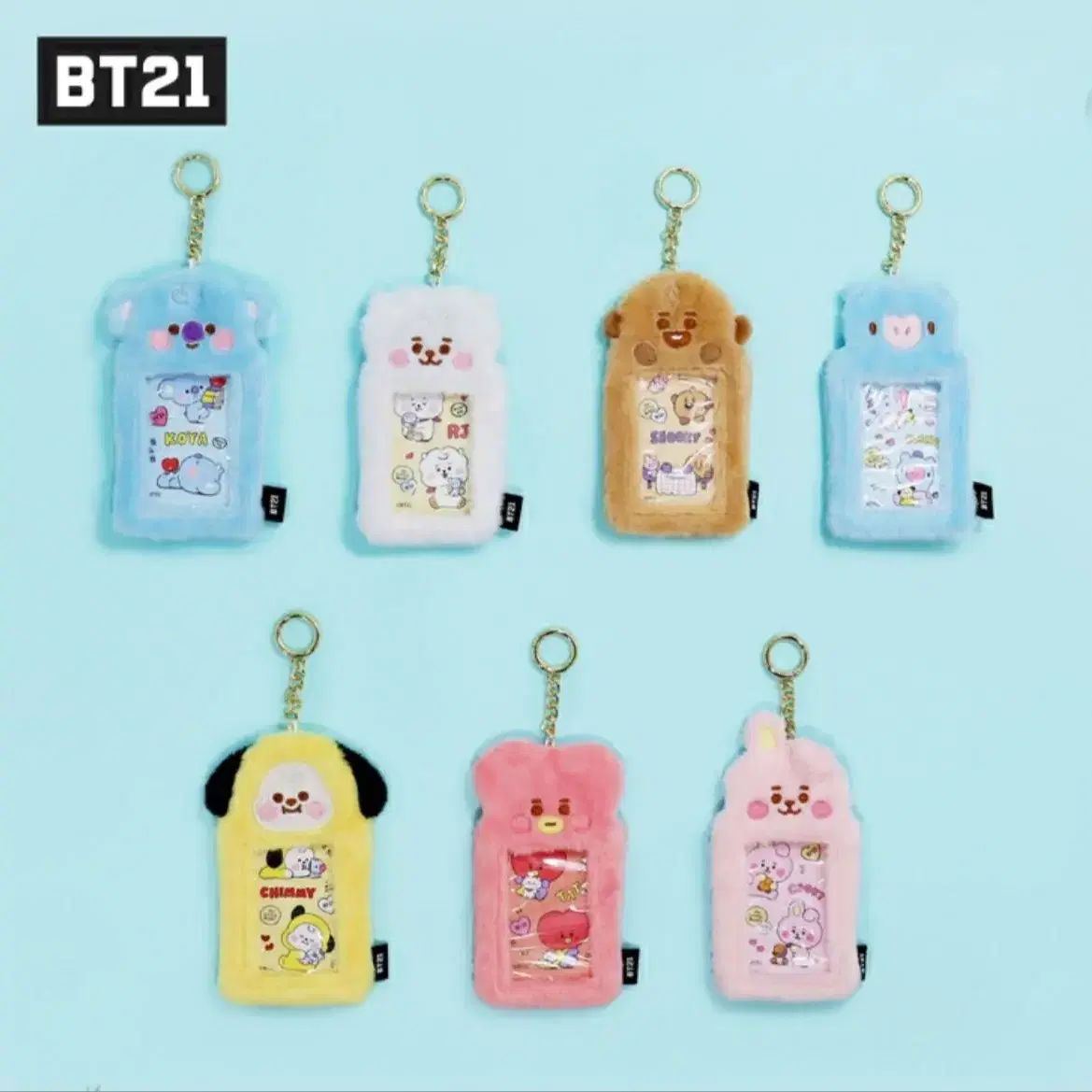 BT21 일본 후와후와 RJ 알제이 쿠키 털 포카 홀더 미개봉 새제품