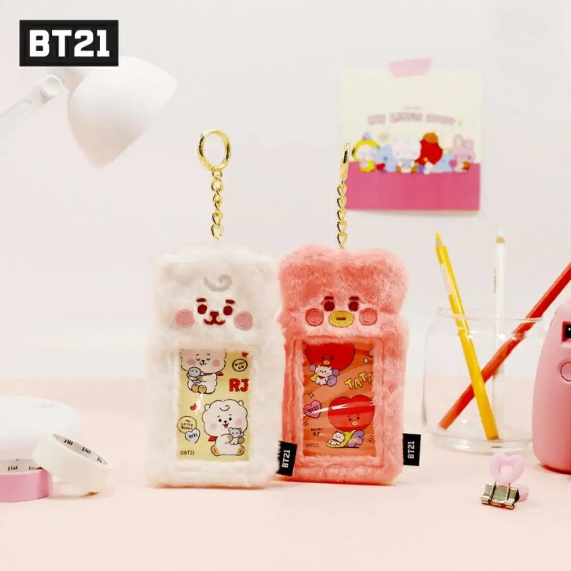 BT21 일본 후와후와 RJ 알제이 쿠키 털 포카 홀더 미개봉 새제품