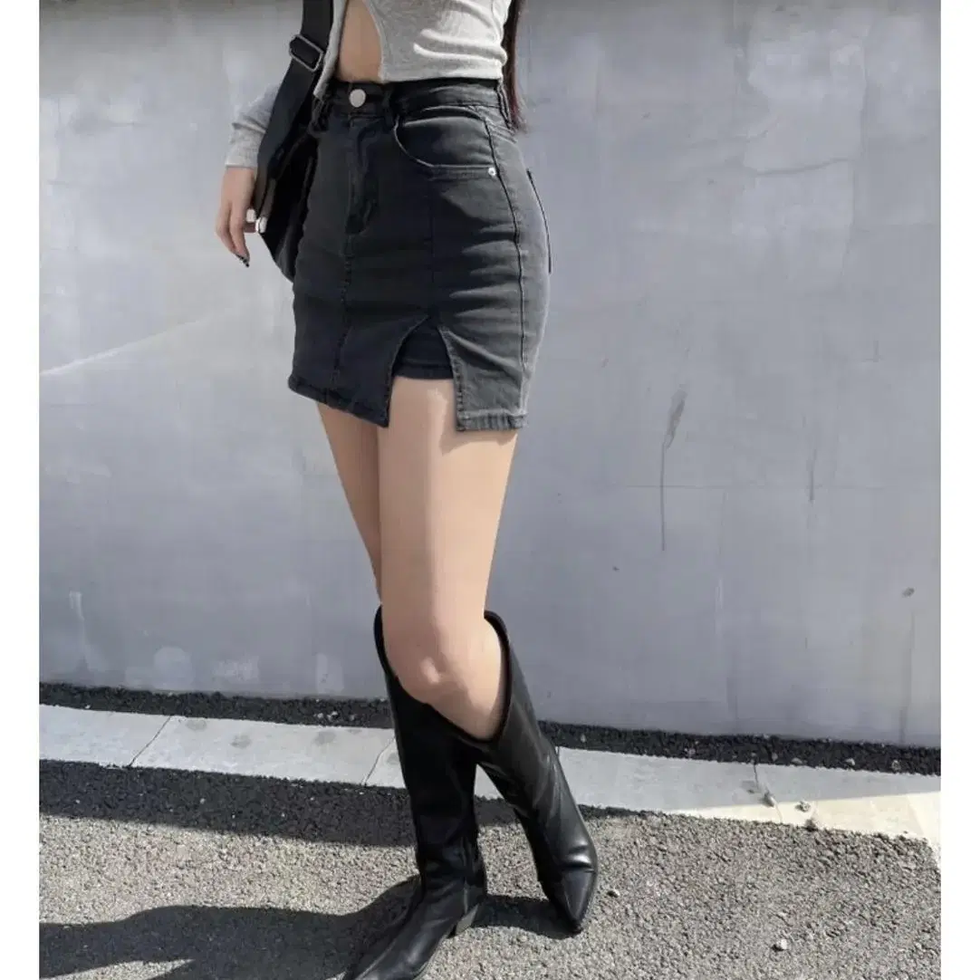 Black mini skirt