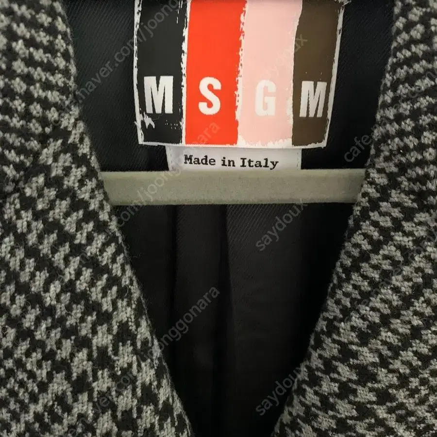 MSGM 그레이 체크 코트