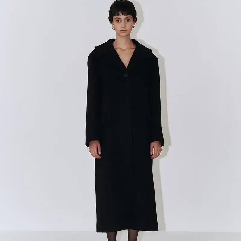 플로우먼 Cashmere Wool Single Coat (Black)