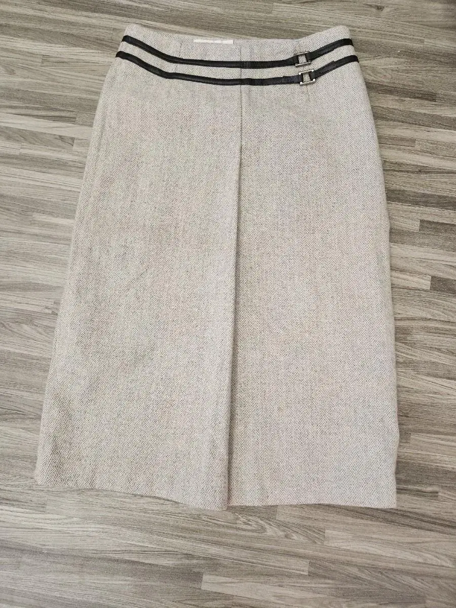 Wool 80% Herringbone Pleated Skirt