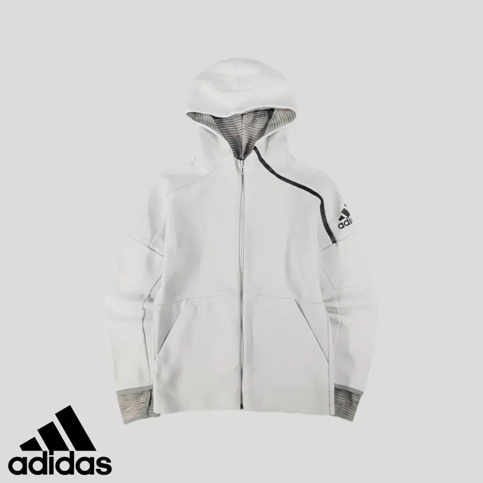 adidas Smoke Grey ZNE 2PULS Arm Logo Full Zip Running Softshell Hoodie