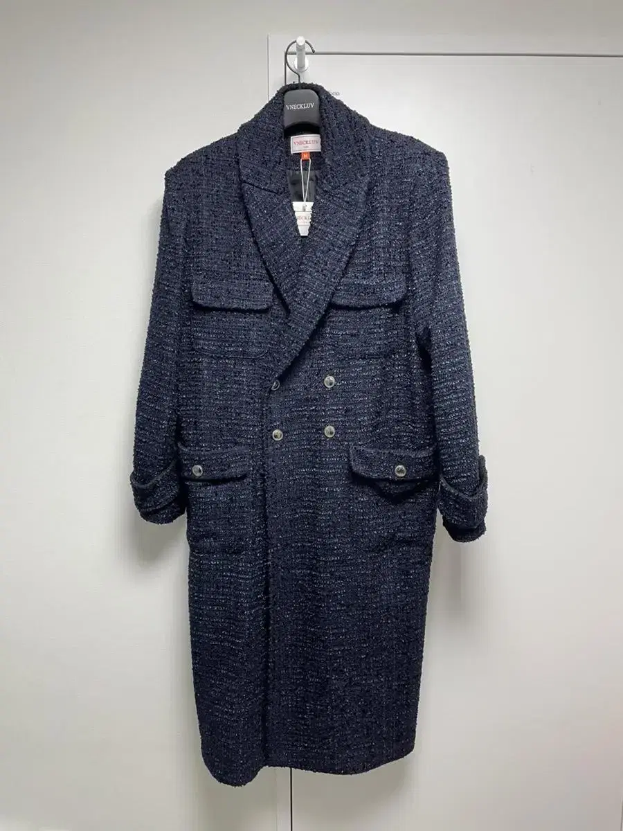 (M) V-neck love tweed double coat tactile new for sale