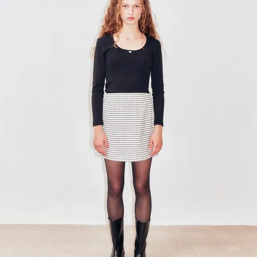 ponytail Classy Mono Check Mini Skirt