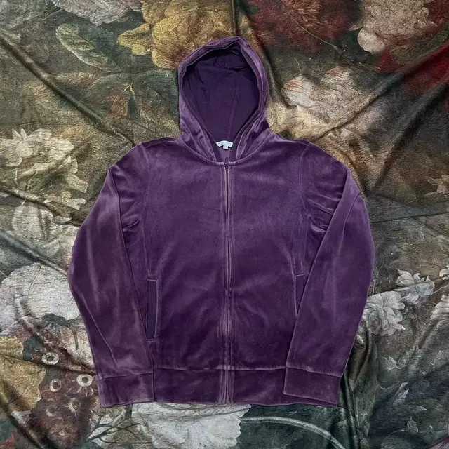 일본 빈티지 Velour Parka 퍼플벨벳후드집업 M 널디 널디벨벳