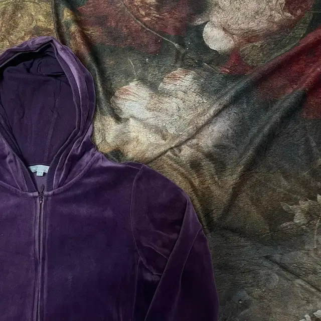 일본 빈티지 Velour Parka 퍼플벨벳후드집업 M 널디 널디벨벳