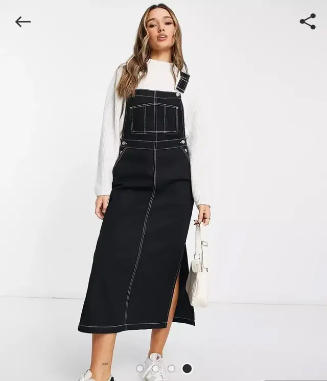 ASOS 데님 오버롤 멜빵 원피스