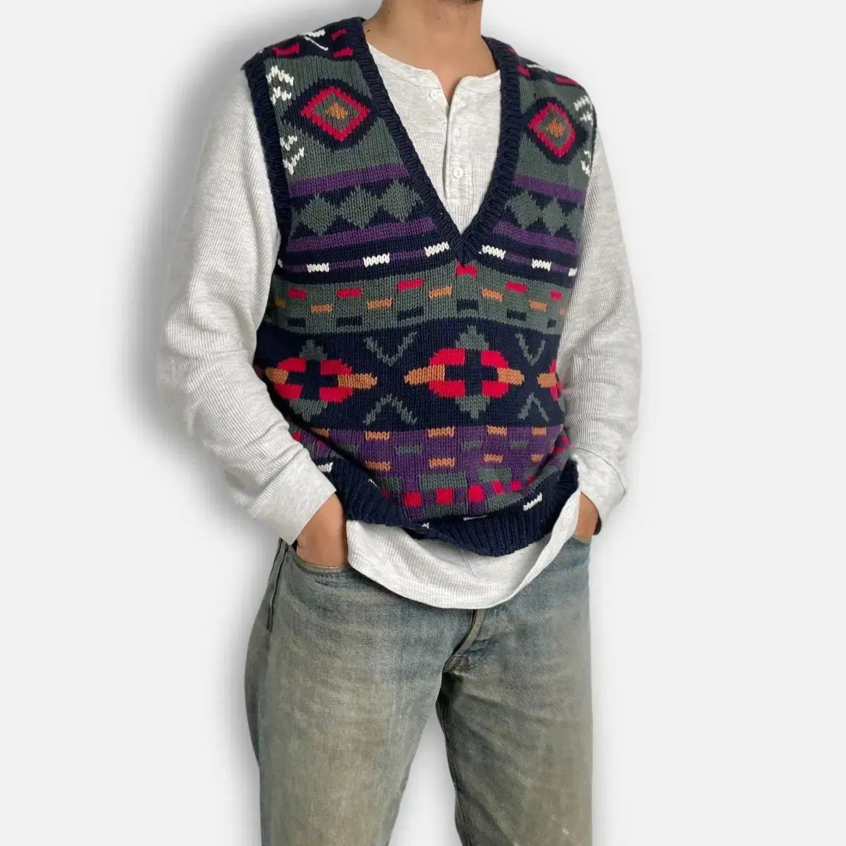 1990's Eddie Bauer Ethnic Knit Vest