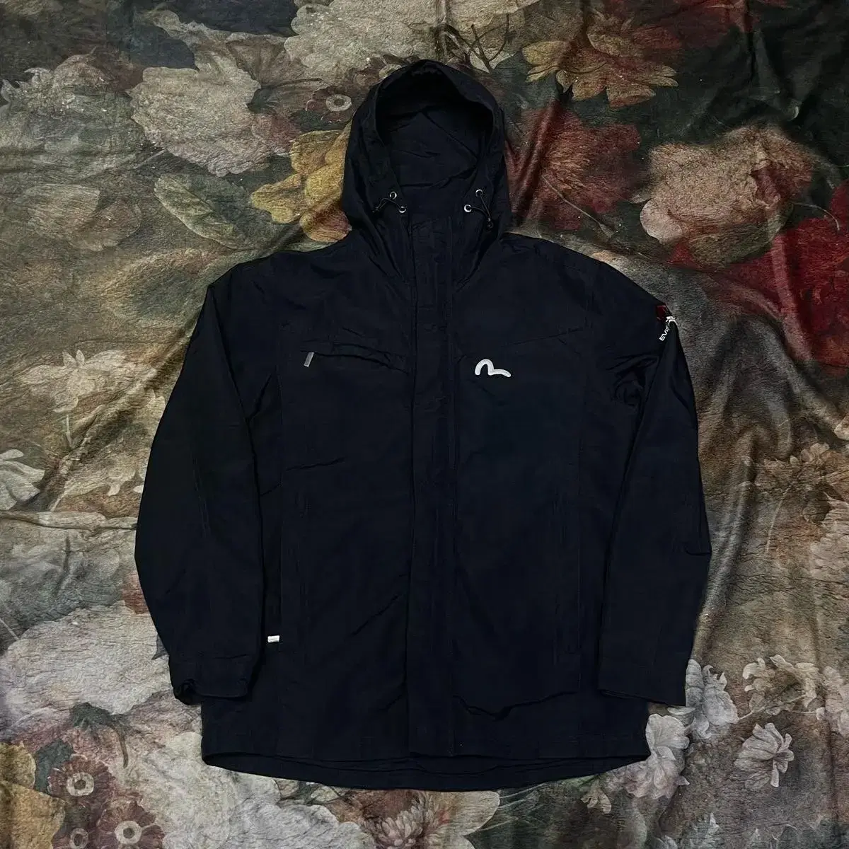 Evisu Vintage Small Logo Black Hooded Windbreaker M The North Face Windbreaker Nike