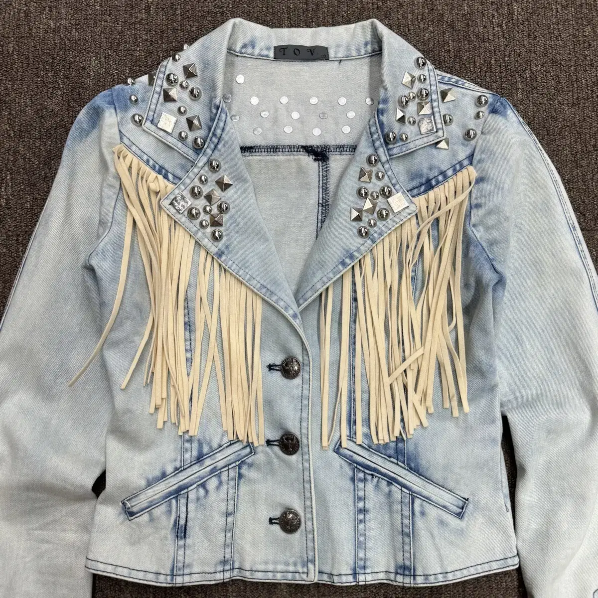 [55] TOV Fringe & Studded 웨스턴 데님 자켓