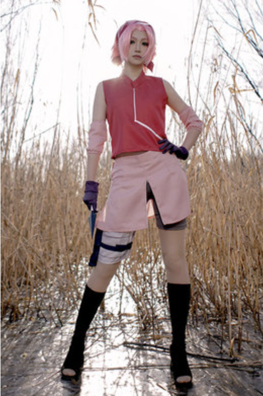 Naruto sakura sells cosplay clothes + wigs + headbands