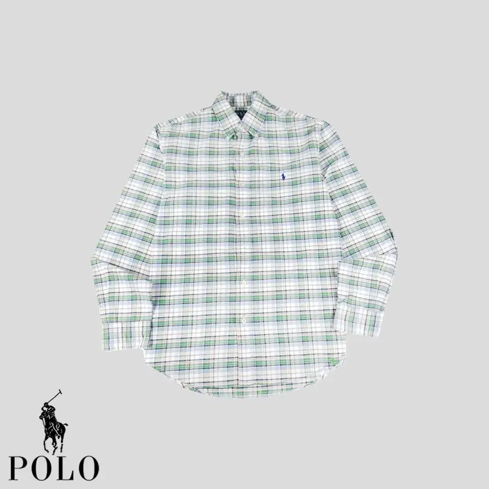 Polo Ralph Lauren Green White bloo Check Bloo Pony Custom Fit Southern Shirt SIZE