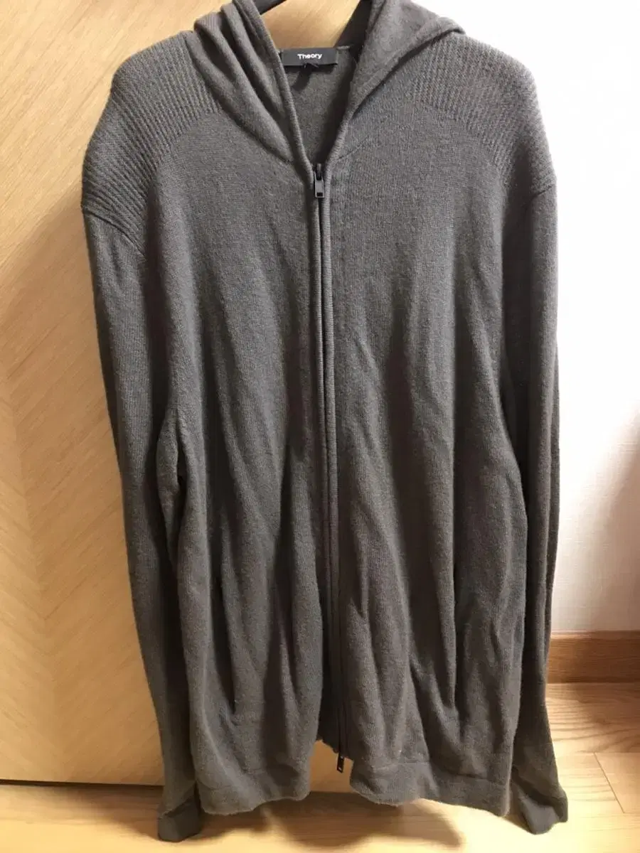 Terry 100%Cashmere Hooded Zip-up L