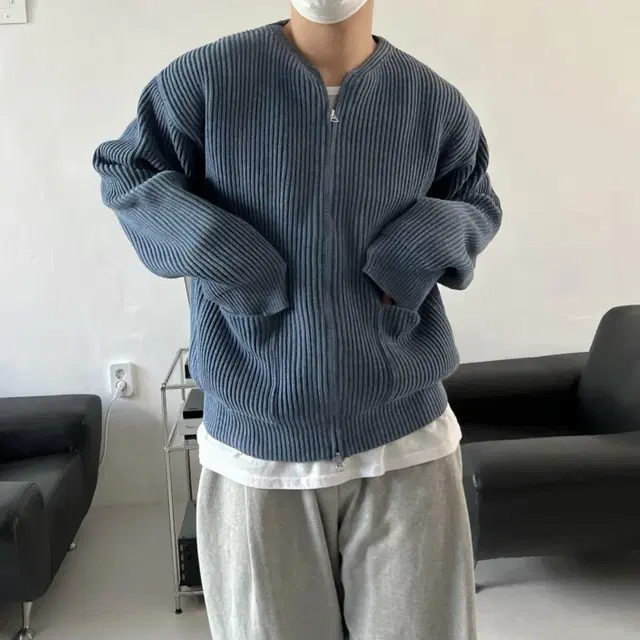 2way Knit zip-up 벌룬핏 하찌 니트 집업 가디건 브이넥