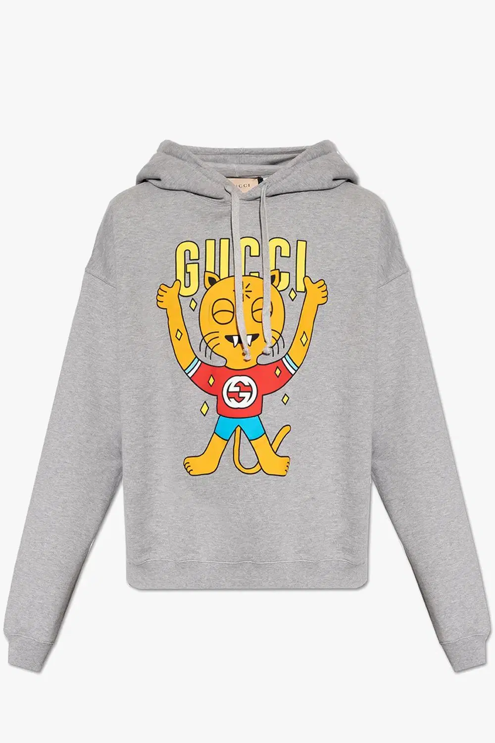 Genuine Brand New Gucci Cat Print Logo Hoodie Grey L