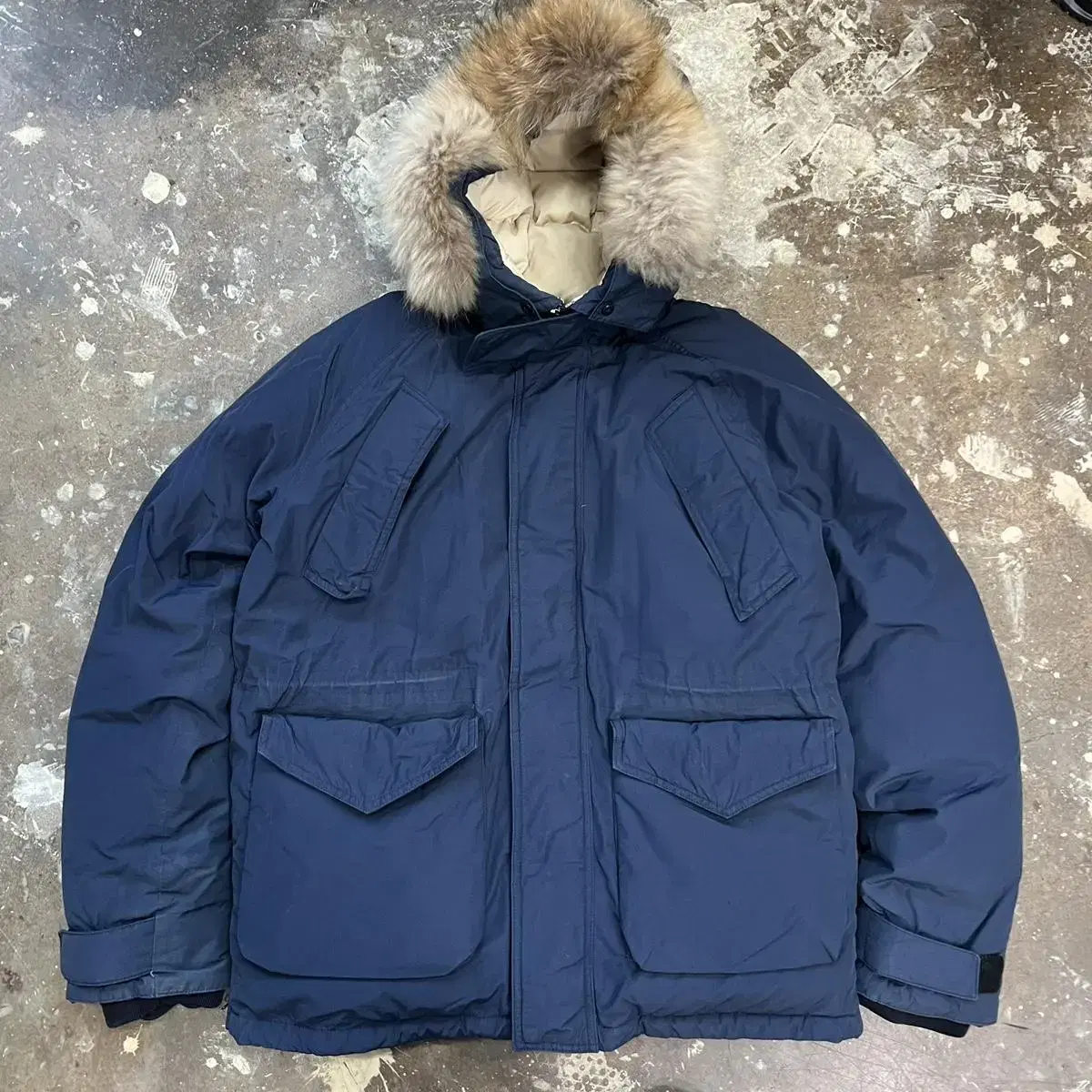 XL) Navy Crew Duck Down Padded Jumper Bomber Jacket