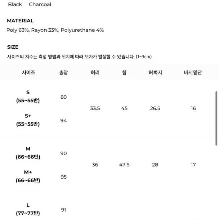 PVCS 소호 시가렛 팬츠(차콜) 새상품