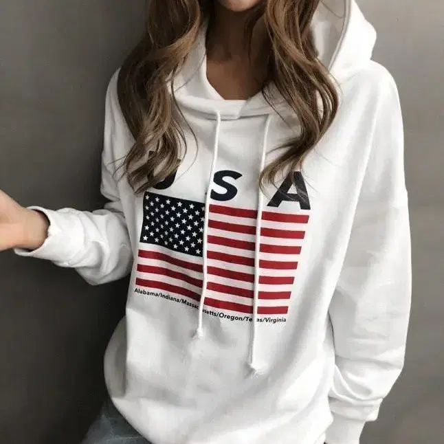 USA 나염 기모후드티