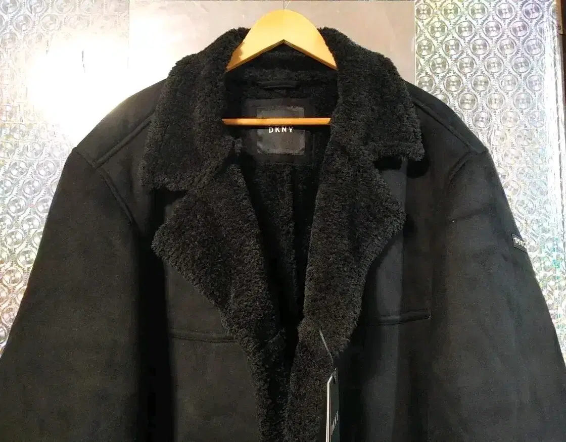 DKNY Premium Mustang 2XL New All Black Faux Fur Coat Machine Washable