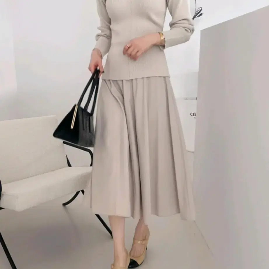 파티수 Philip flare skirt_Beige