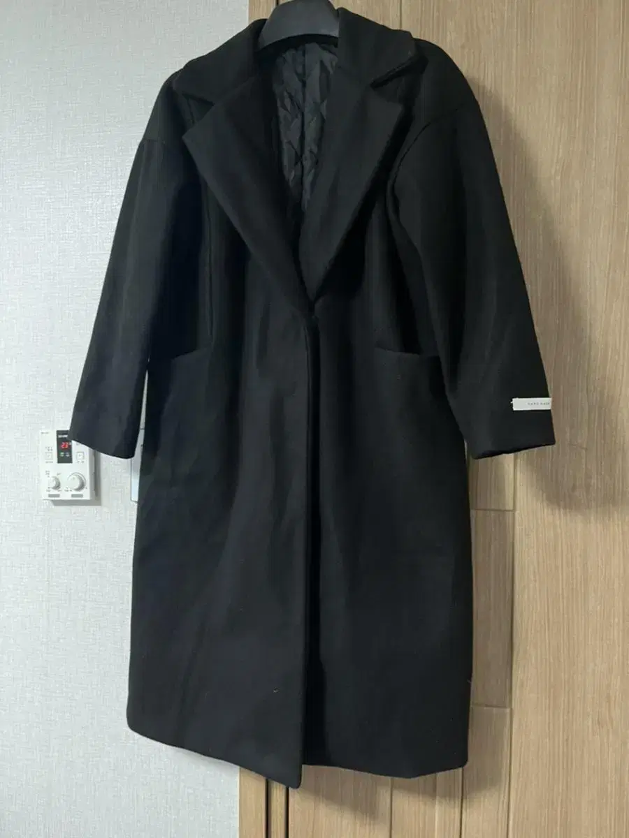 Handmade long coat, black, oversized