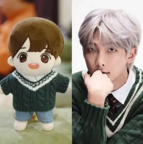 BTS bts RM Namjoon Jun Green Quilted V-neck doll clothes 15CM 20CM