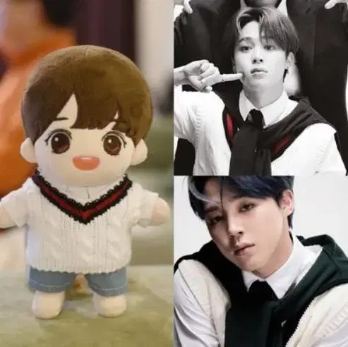 BTS 방탄소년단 지민 화이트브이넥 니트 인형옷 15CM 20CM