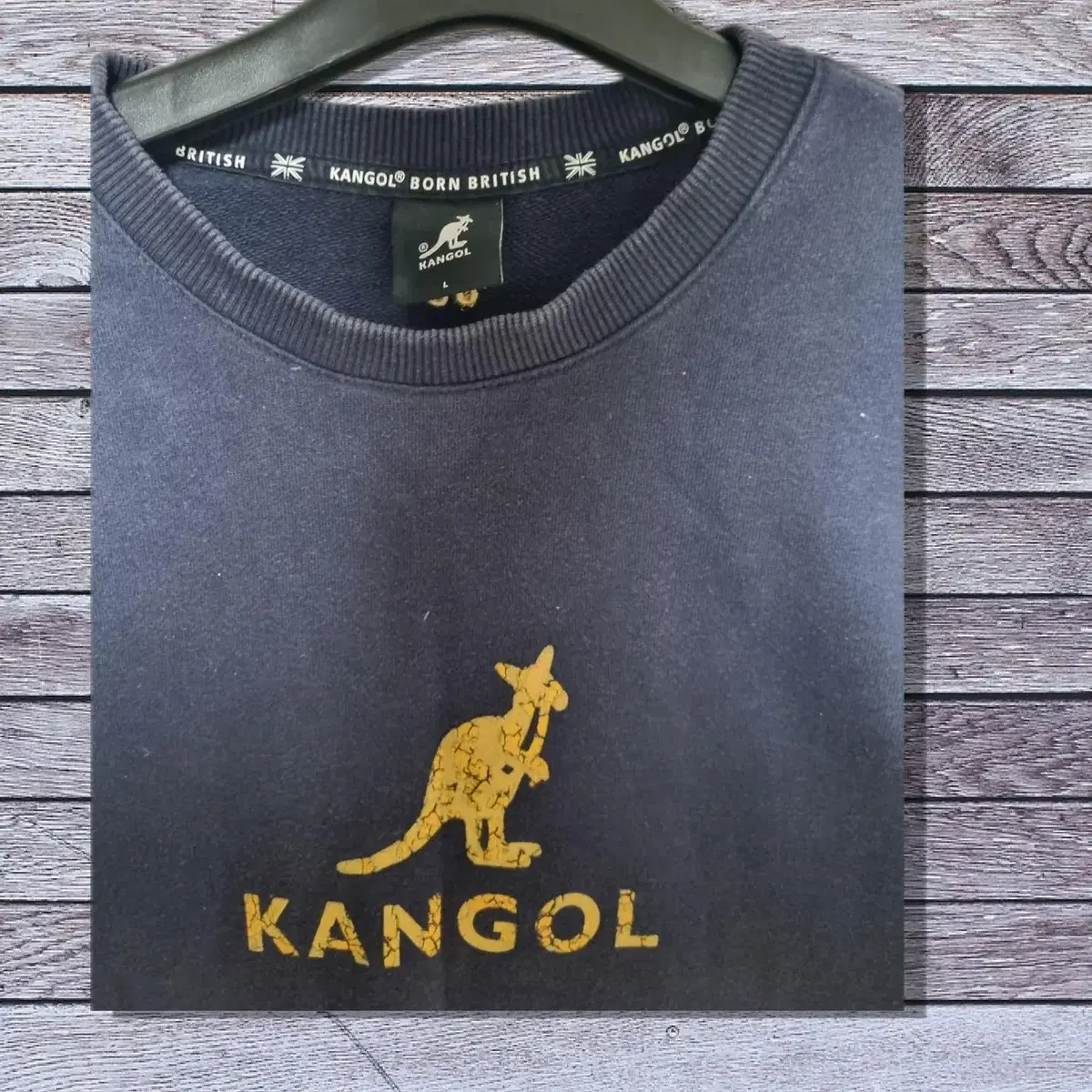 Kangol 캉골 크랙 로고 네이비 맨투맨 (L)