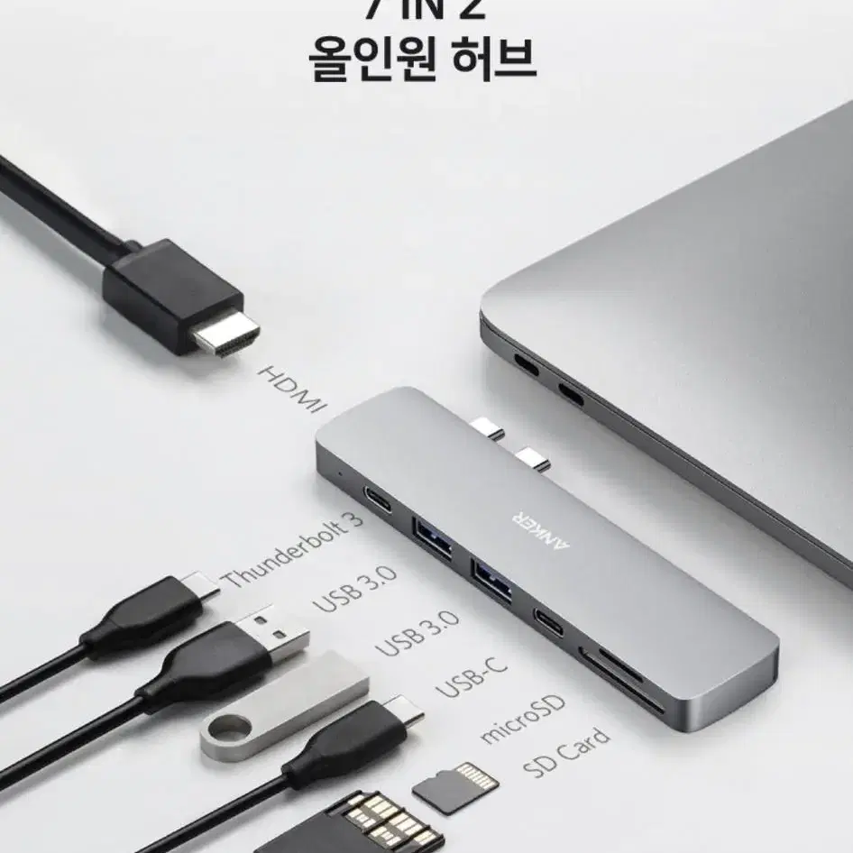 앤커 파워 익스팬드 7-in-2 USB C 썬더볼트 어댑터 맥북프로용