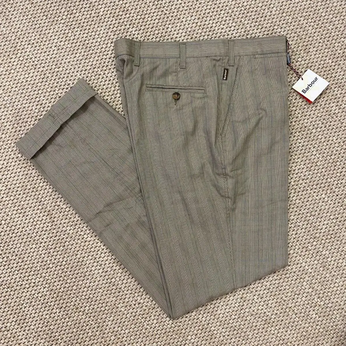 Barbour 바버 초경량 프린스 오브 웨일스 체크 치노 베이지 그레이