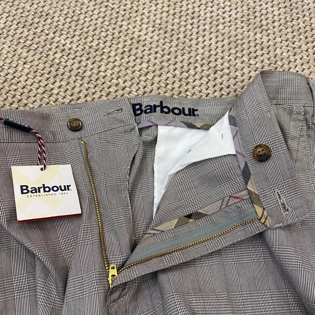 Barbour 바버 초경량 여름 프린스 오브 웨일스 그레이 체크 치노