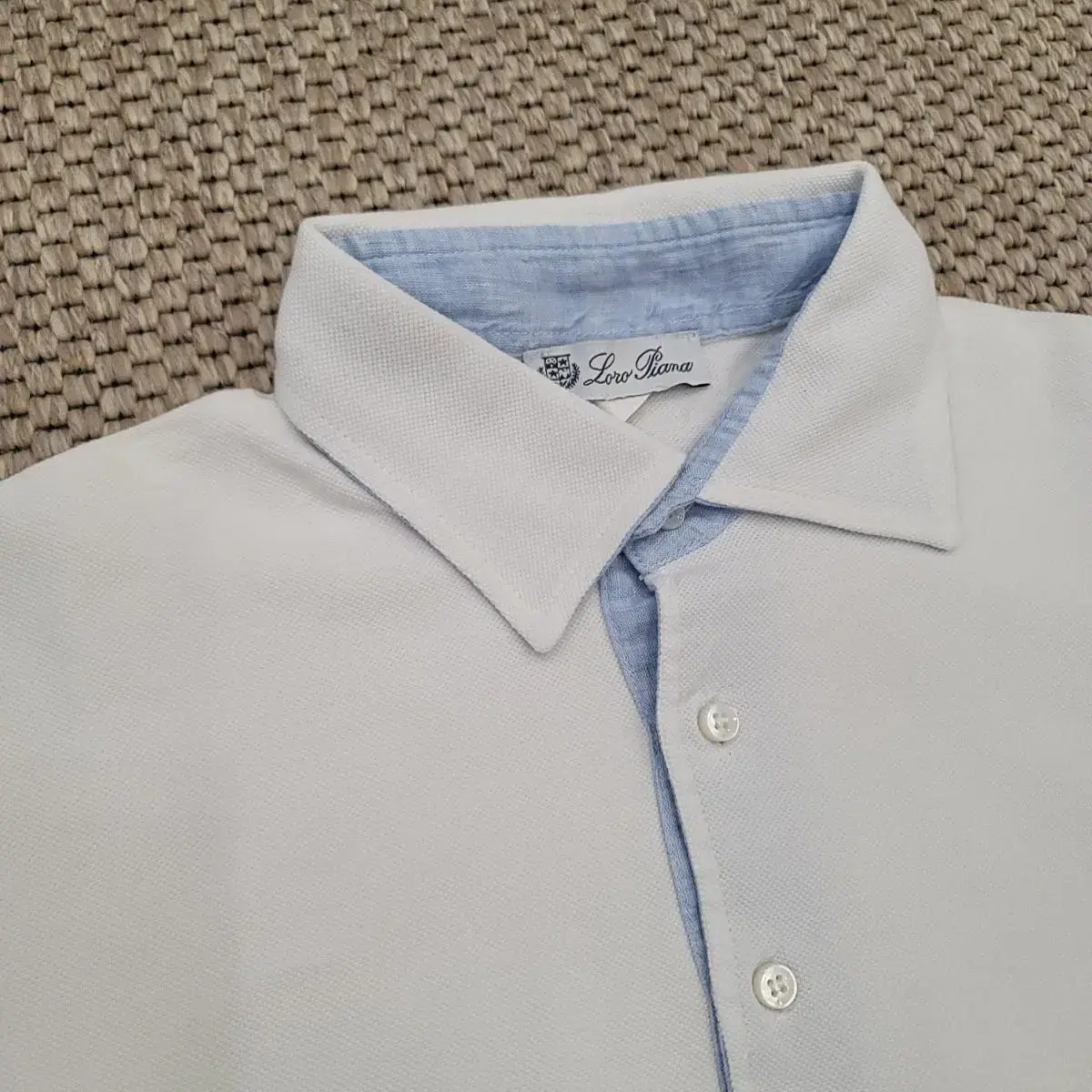 Loro Piana Cotton and linen white polo shirt