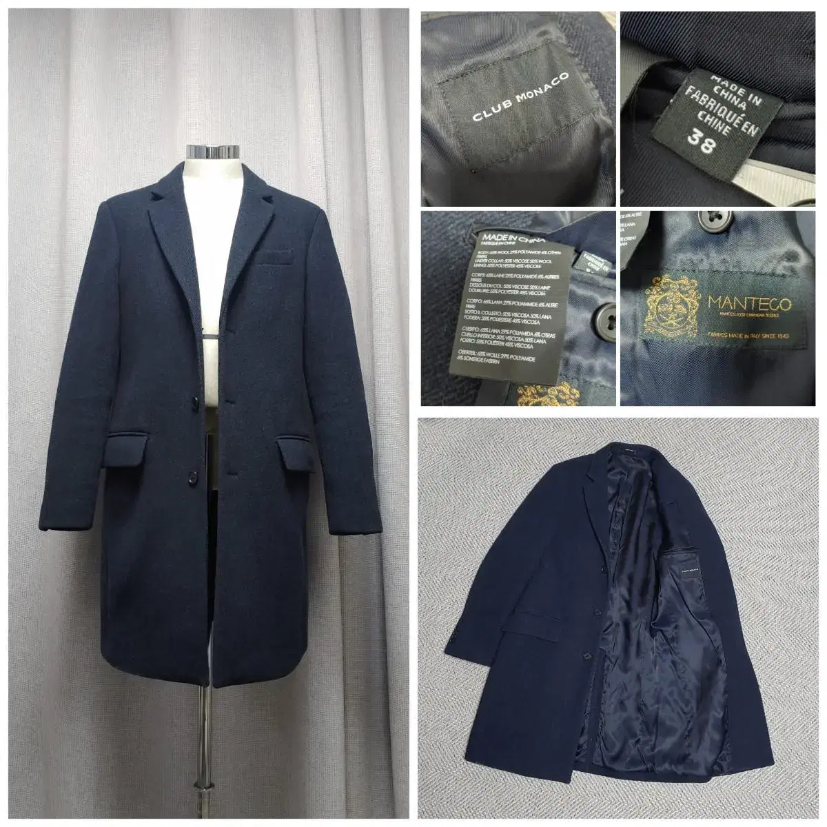 (Genuine) Club Monaco Wool Coat / Manteco Fabric / 38 (97-100)