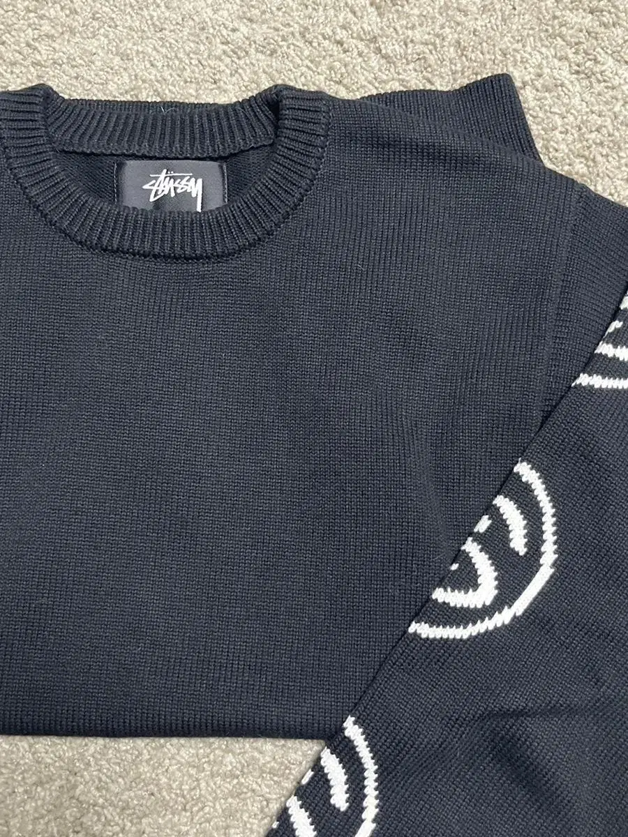 Stussy Intarsia Sleeve Knit Sweater S