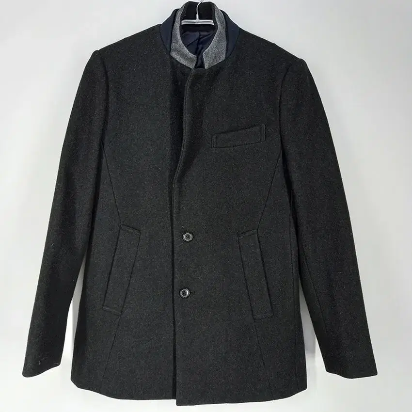 Jambangi Men's Neck Color Matching Wool Casual Blazer Charcoal 95 (HU11732)