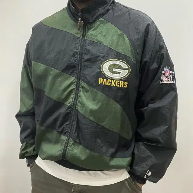 XL) 90s NFL 그린베이 패커스 팀 올드스쿨 바람막이