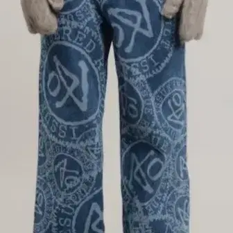 LOGO PRINTED DENIM PANTS BLUE/애드오프 데님팬츠