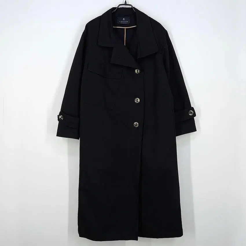 Lanvin Women's Marble-button loose-fitting spring and autumn trench coat Black82 (HU19703)