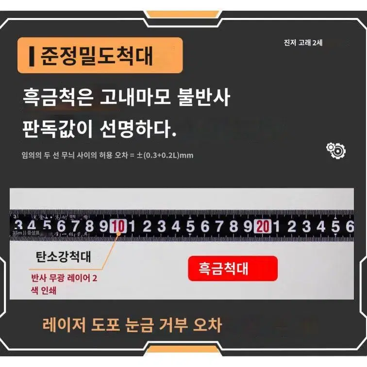 새-고급 흑금 줄자 5미터/7.5미터 두껍고 내마모성 흑자 고정밀