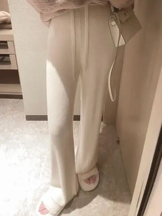 Yeri Wide Knit Pants Beige