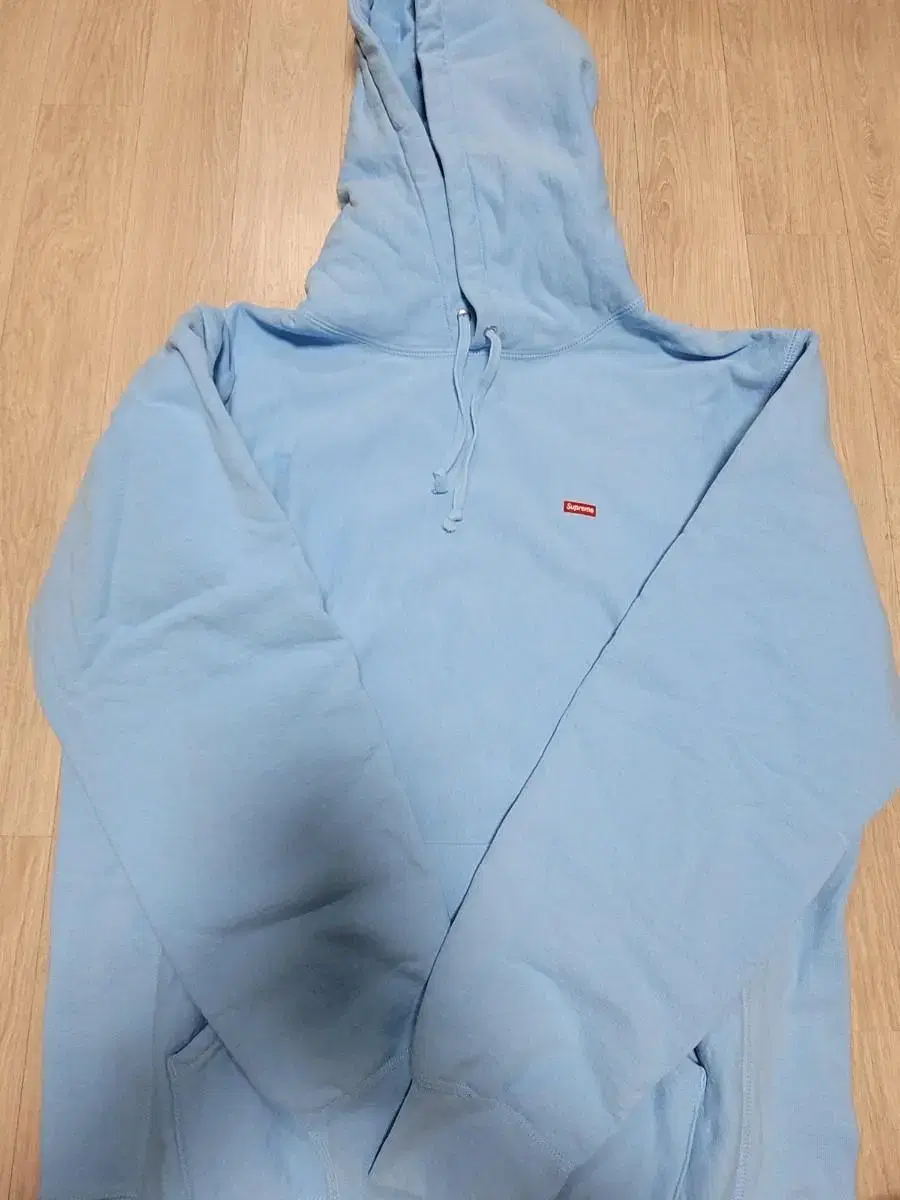 [L]Supreme Minibox Logo Hoodie Ice Bloo