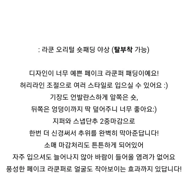 덕다운 라쿤 숏패딩