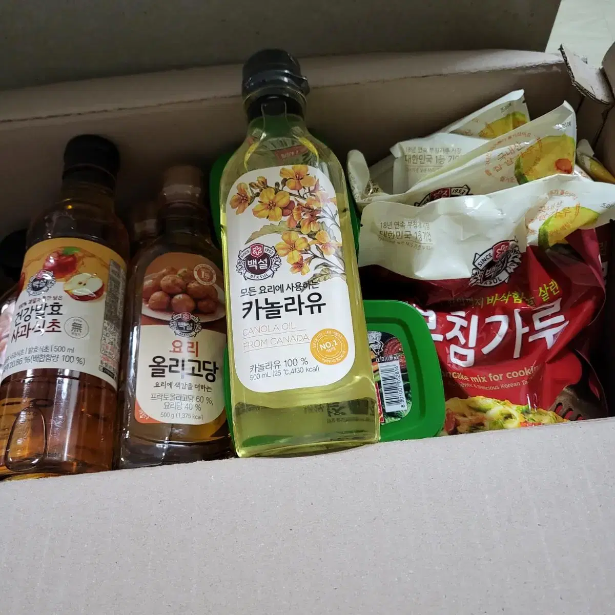 카놀라유 올리고당 부침가루 식초 미니쌈장 반택만가능