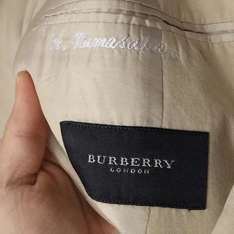 정품 BURBERRY 버버리 40%린넨 빈티지텐셀블레이져