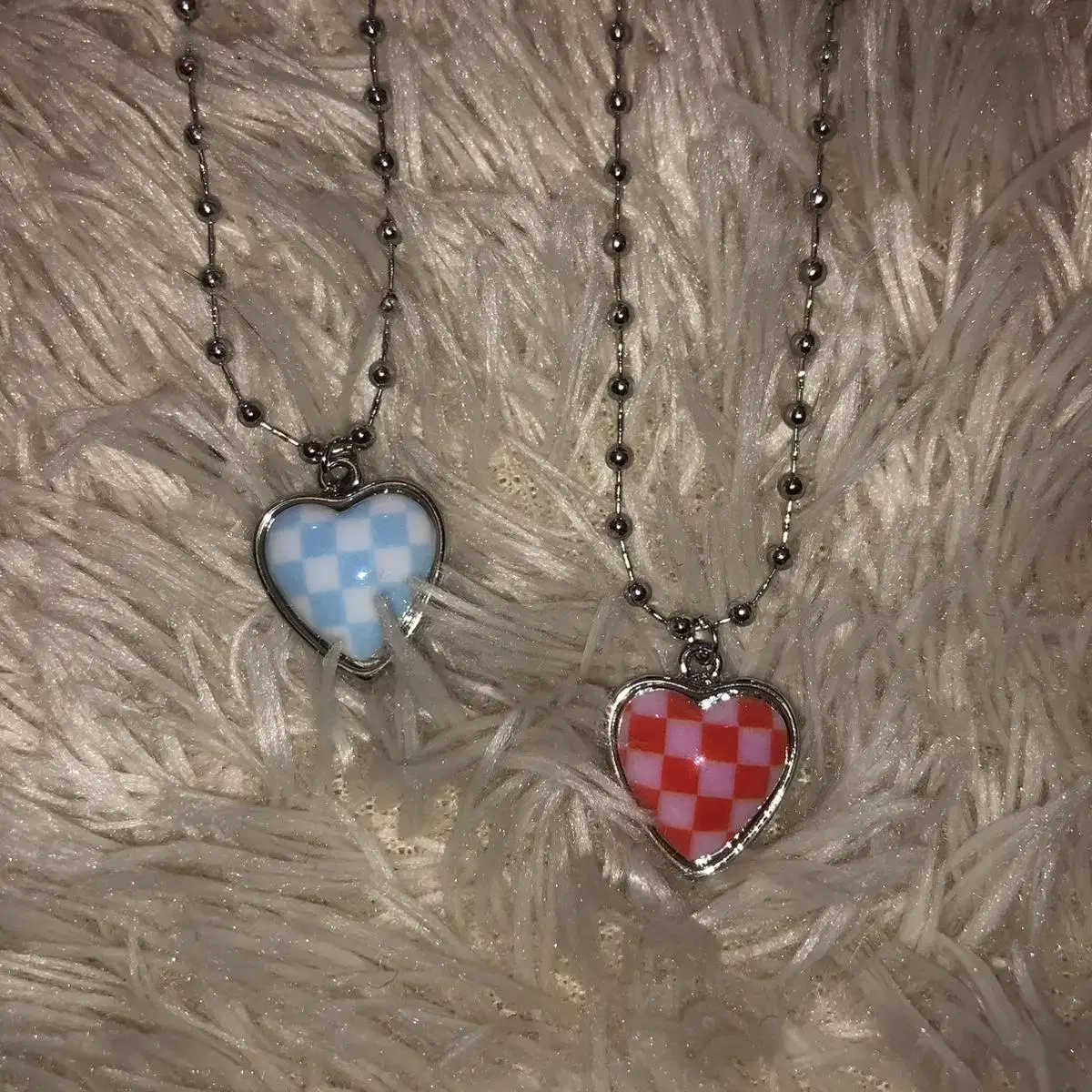 New product Checkerboard  heart neckla