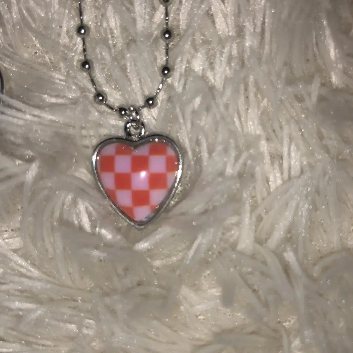 New product Checkerboard  heart neckla