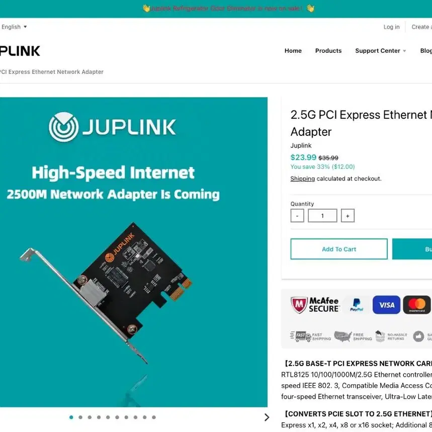 JUPLINK 2.5G 랜카드