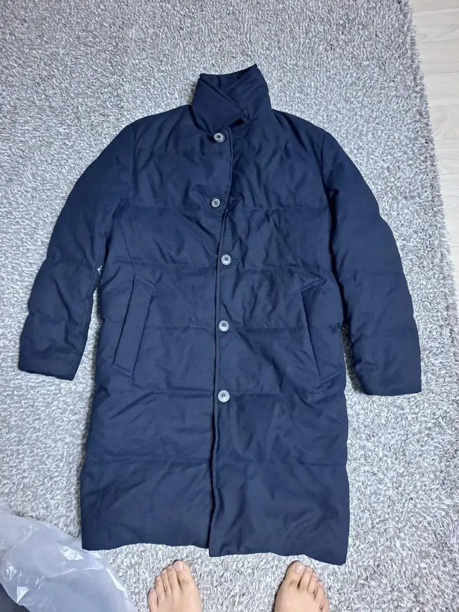 Genuine navy duck down padded long coat from GioSongio, size 100