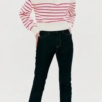 더오픈프로덕트 HALF ZIP STRIPE SWEATER PINK